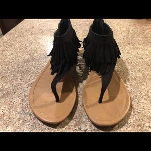 Suede Fringe Sandals Size 7